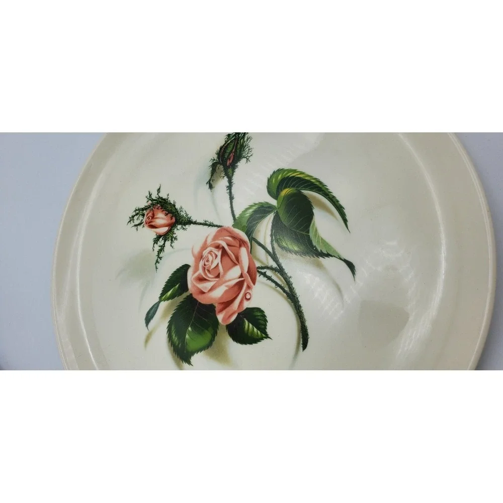 Universal Potteries 1950-59 Ballerina Pink Moss Rose Plate &‎ Round Platter USA